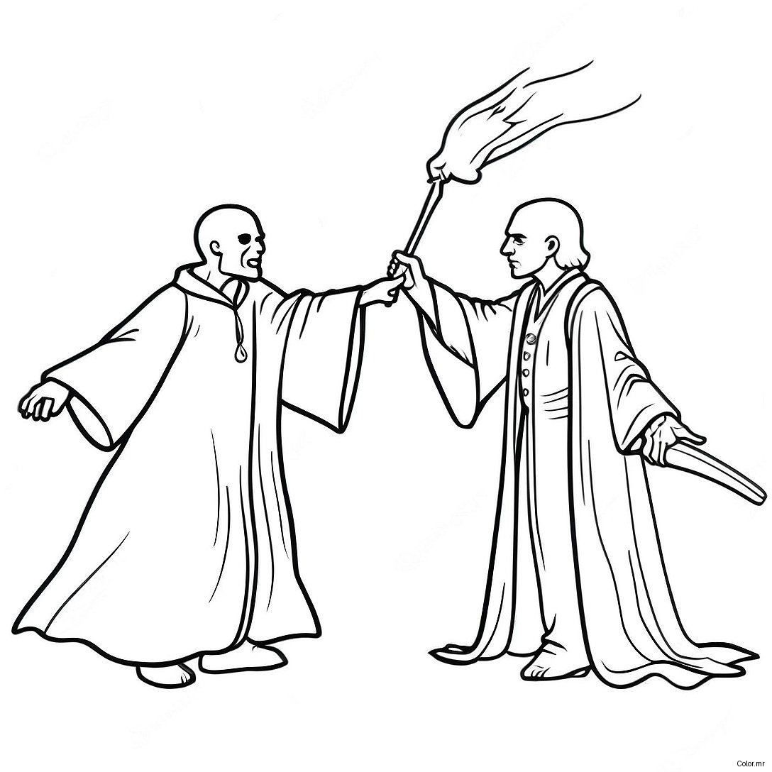 Harry Potter Vs Voldemort Epic Duel Coloring Page 65890 54428