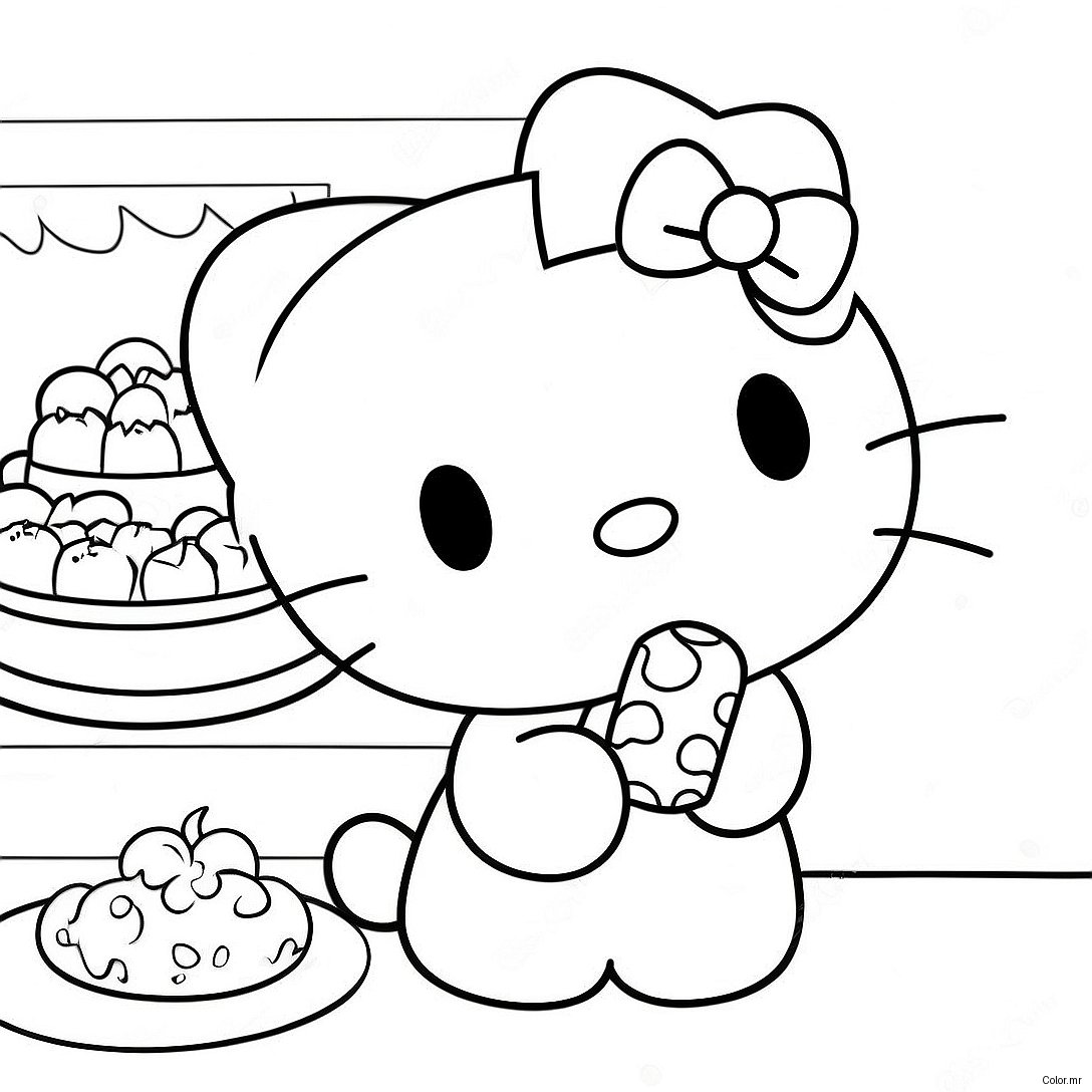 Hello Kitty Baking Delicious Treats Coloring Page 47885 39813