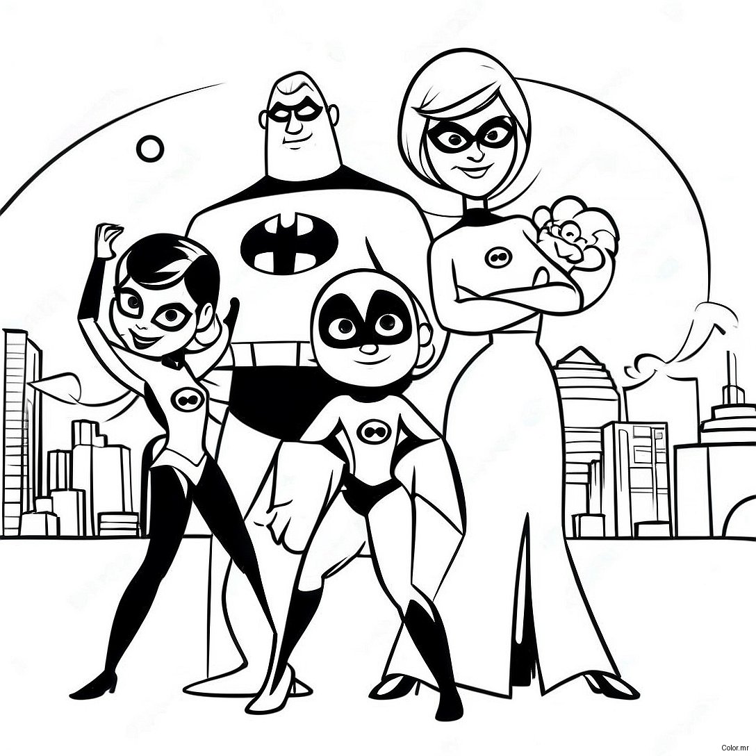 Incredibles 2 Family Portrait Coloring Page 31278 28013
