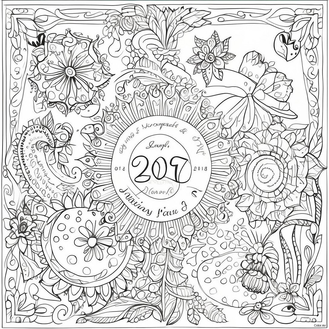 Intricate Johanna Basford Calendar 2017 Coloring Page 48915 40631