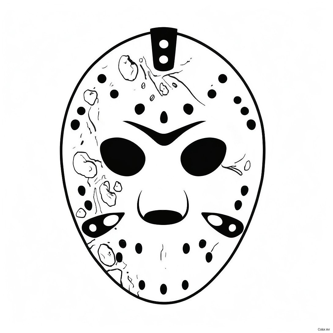 Jason Mask With Blood Splatter Coloring Page 58295 48442
