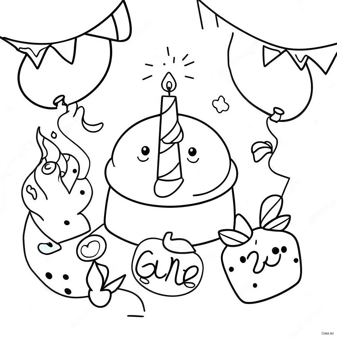 Joyful 2nd Birthday Party Coloring Page 23374 21437