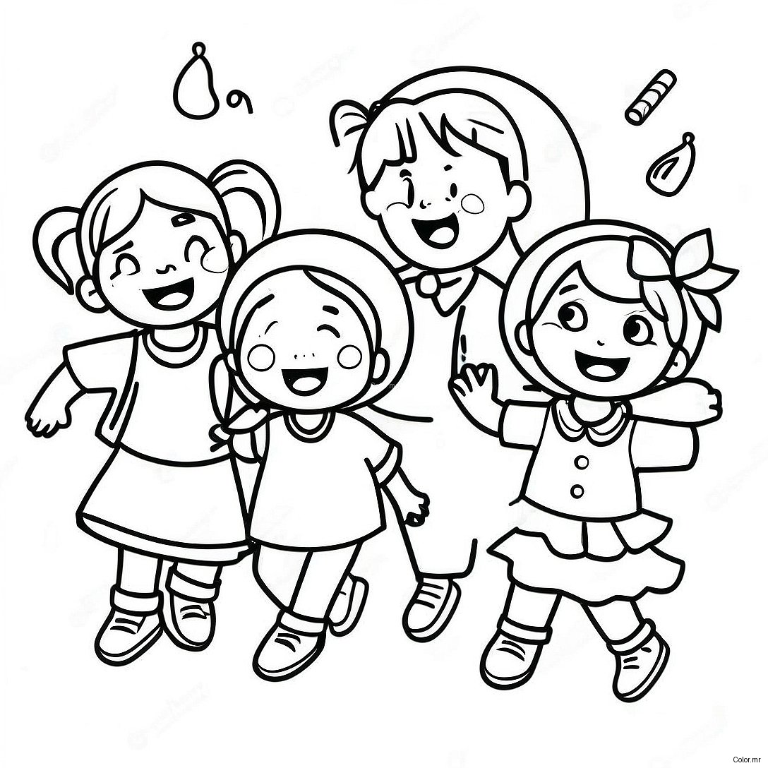 Joyful Kids On Last Day Of School Coloring Page 7985 6486
