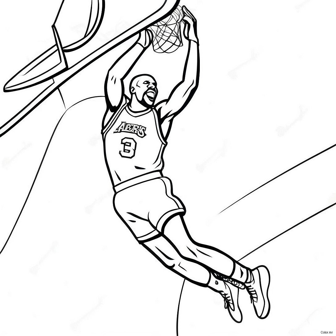 Kareem Abdul Jabbar Dunking Basketball Coloring Page 51805 43129