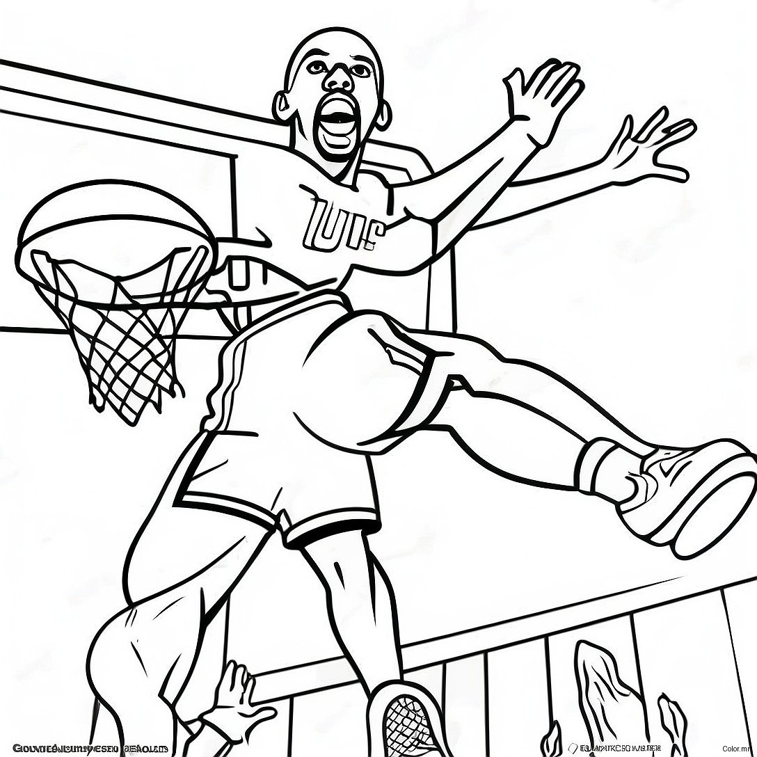 Kareem Abdul Jabbar Dunking Basketball Coloring Page 51805 43132