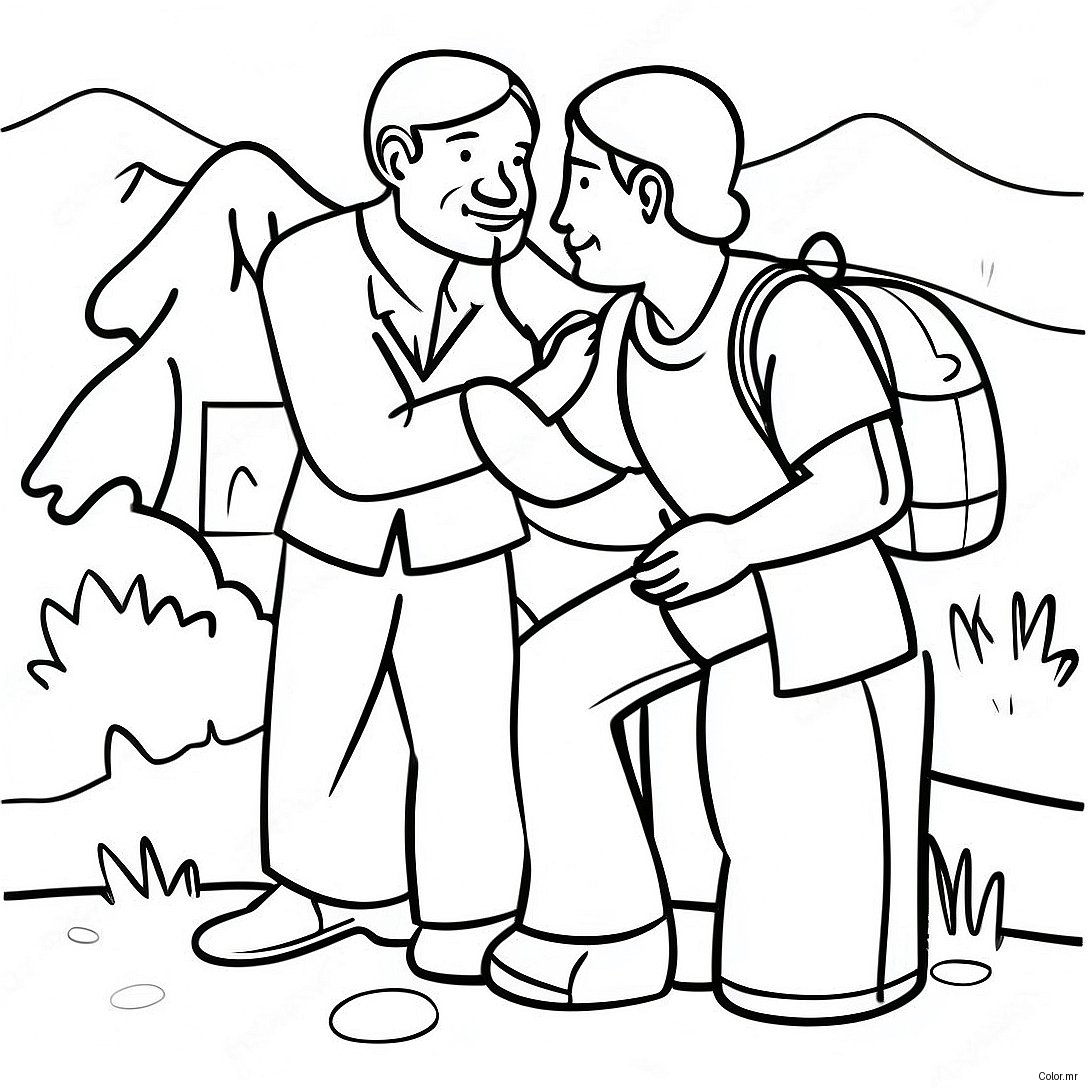 Kind Good Samaritan Helping A Traveler Coloring Page 11388 9335