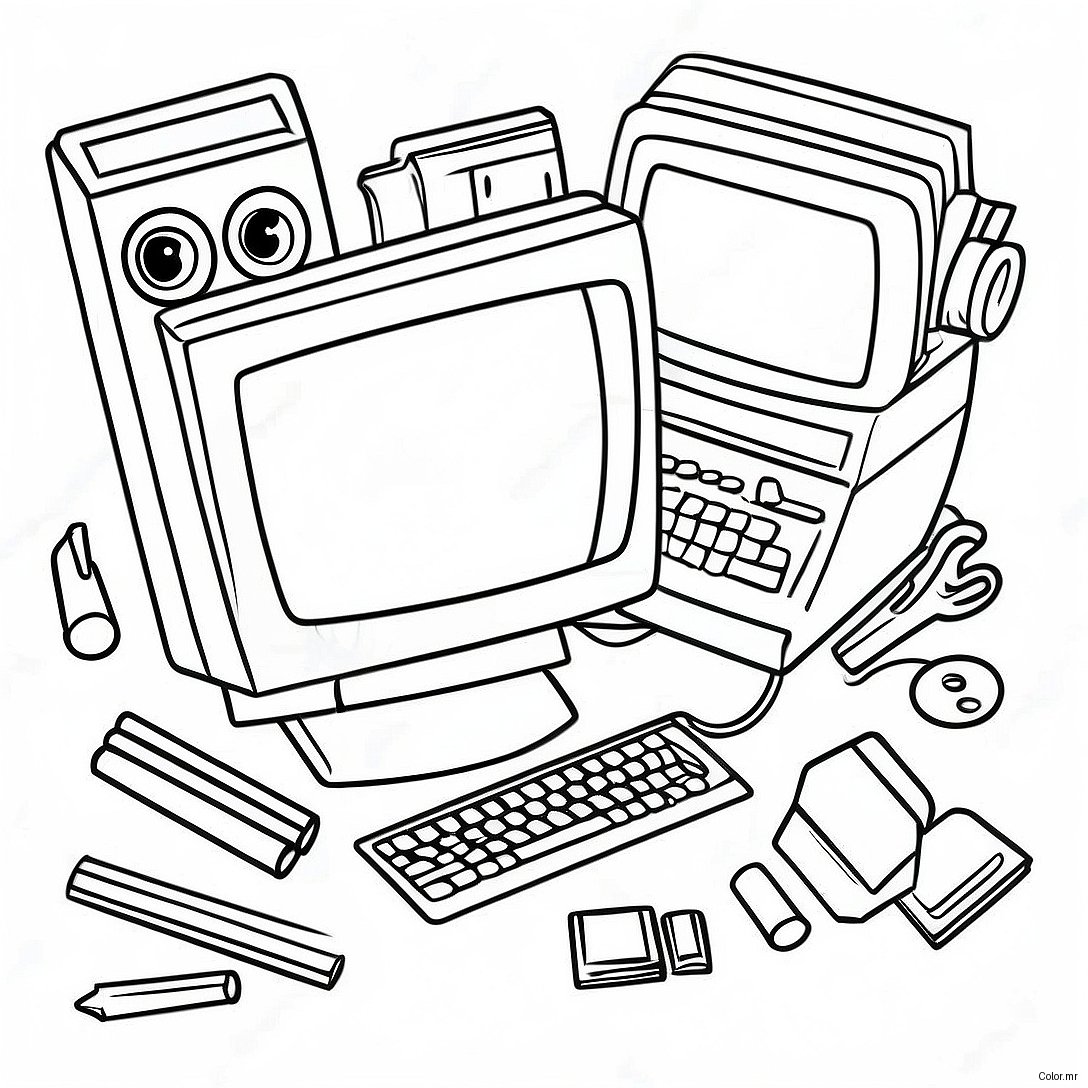 Kindergarten Computer Parts Coloring Page 41909 34761