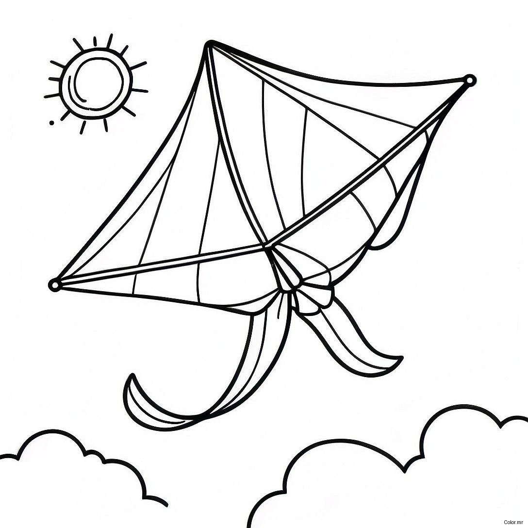 Kite Flying In A Sunny Sky Coloring Page 11437 9369