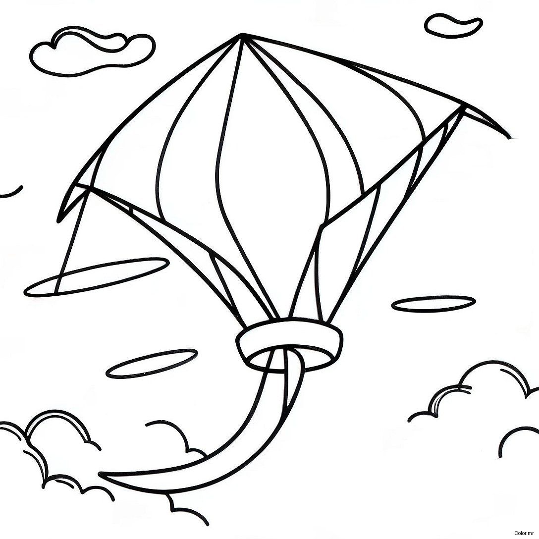 Kite Flying In A Sunny Sky Coloring Page 11437 9372