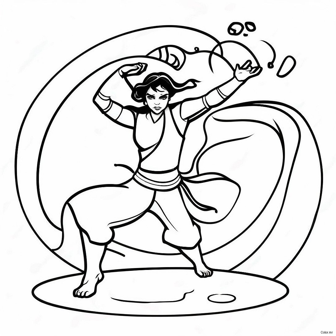 Korra In Her Waterbending Pose Coloring Page 30569 27449