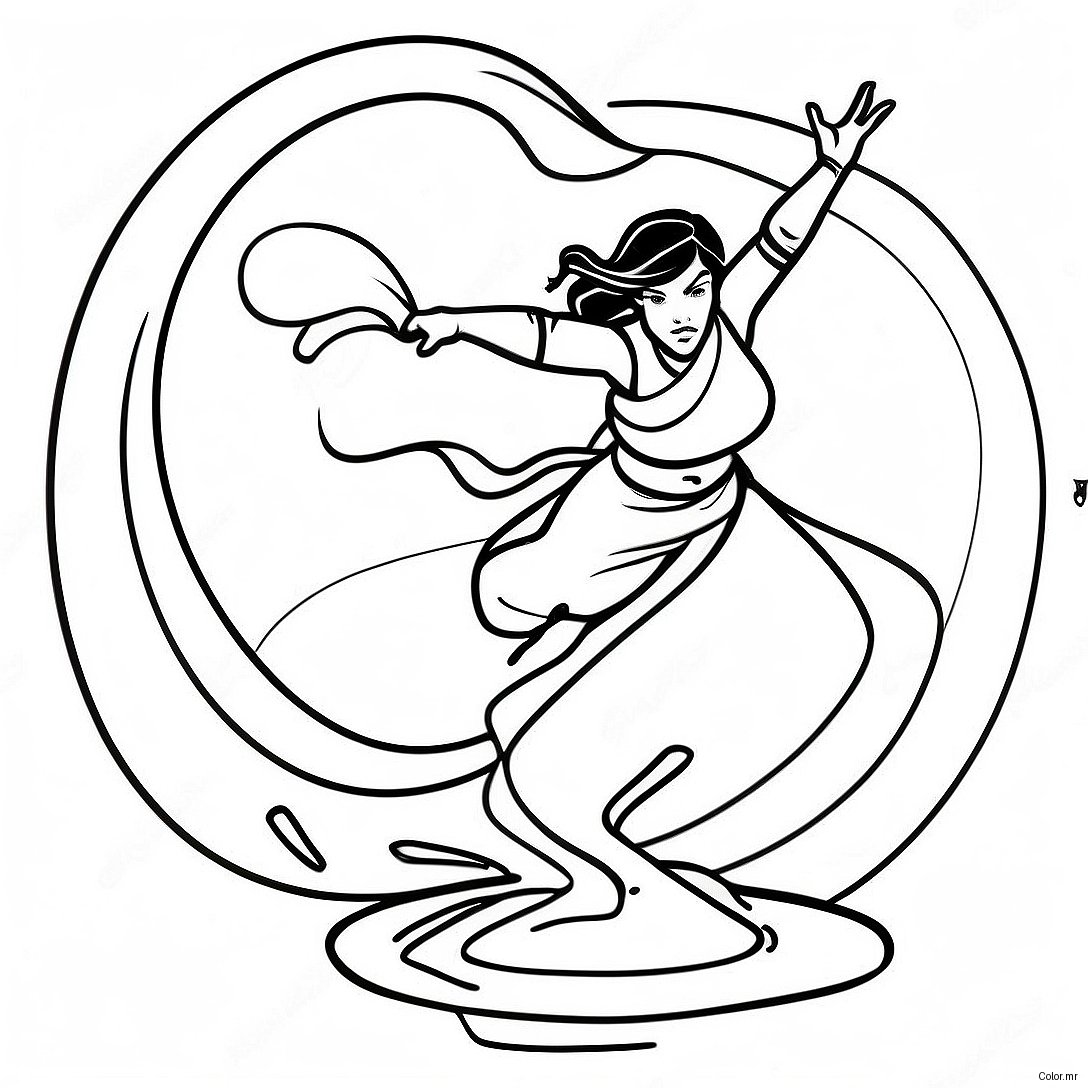 Korra In Her Waterbending Pose Coloring Page 30569 27452