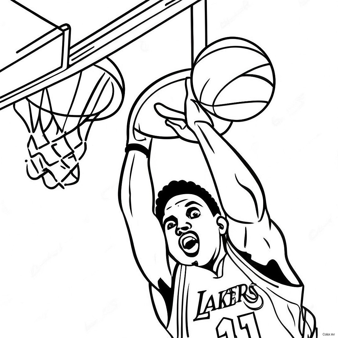 Lakers Basketball Player Dunking Coloring Page 25957 23837
