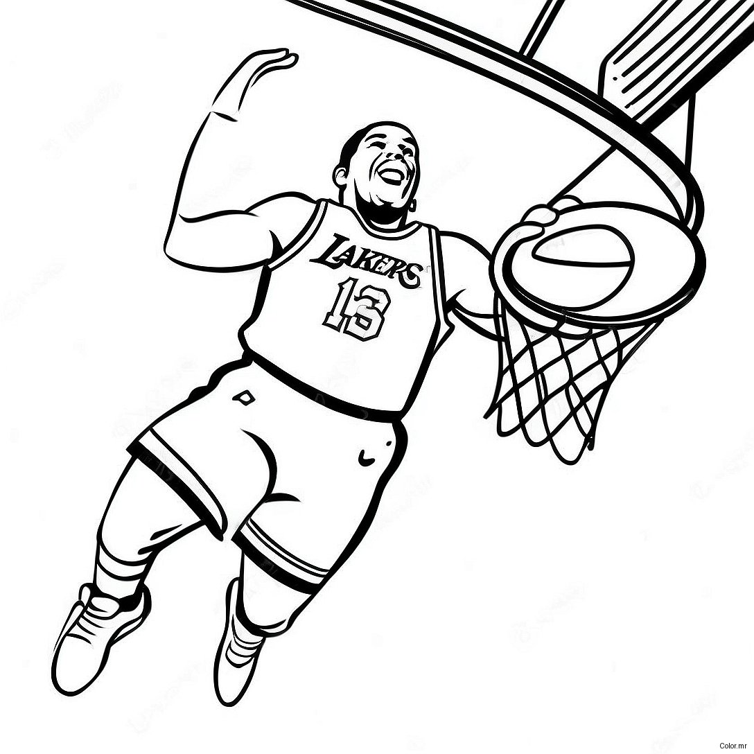 Lakers Basketball Player Dunking Coloring Page 25957 23838
