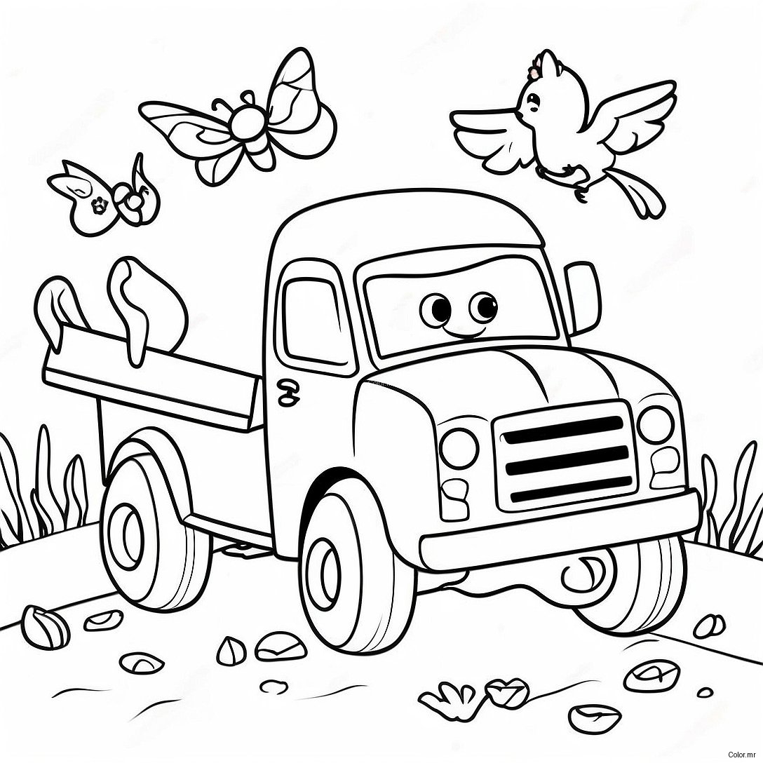Little Blue Truck With Friendly Animals Coloring Page 7505 6101