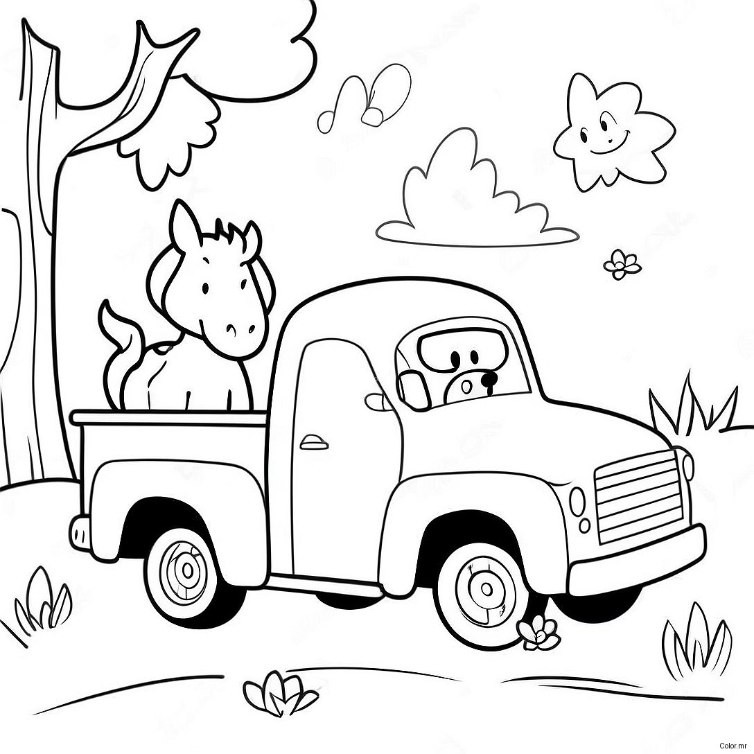 Little Blue Truck With Friendly Animals Coloring Page 7505 6103