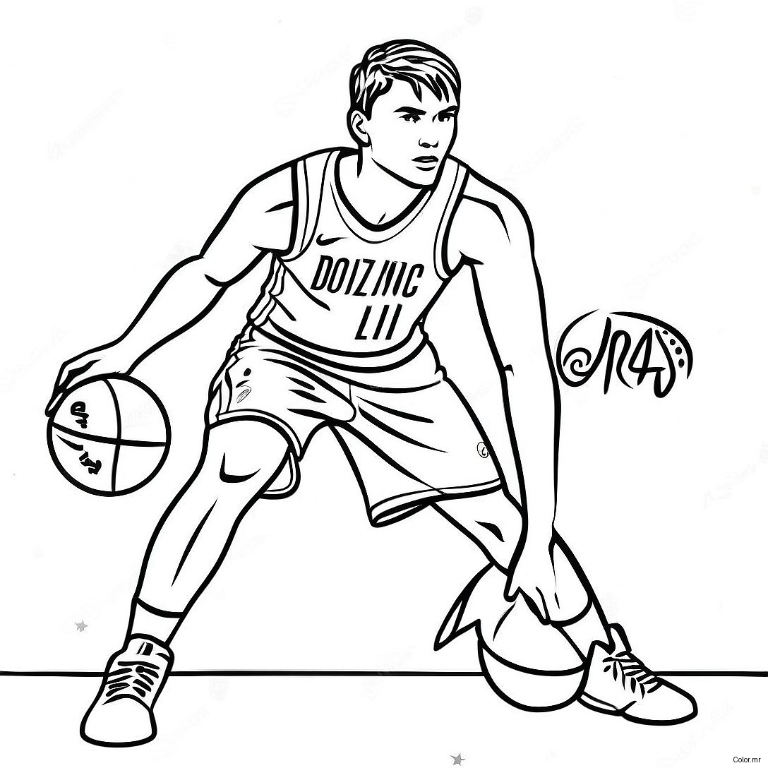 Luka Doncic Dribbling Basketball Coloring Page 40969 33939