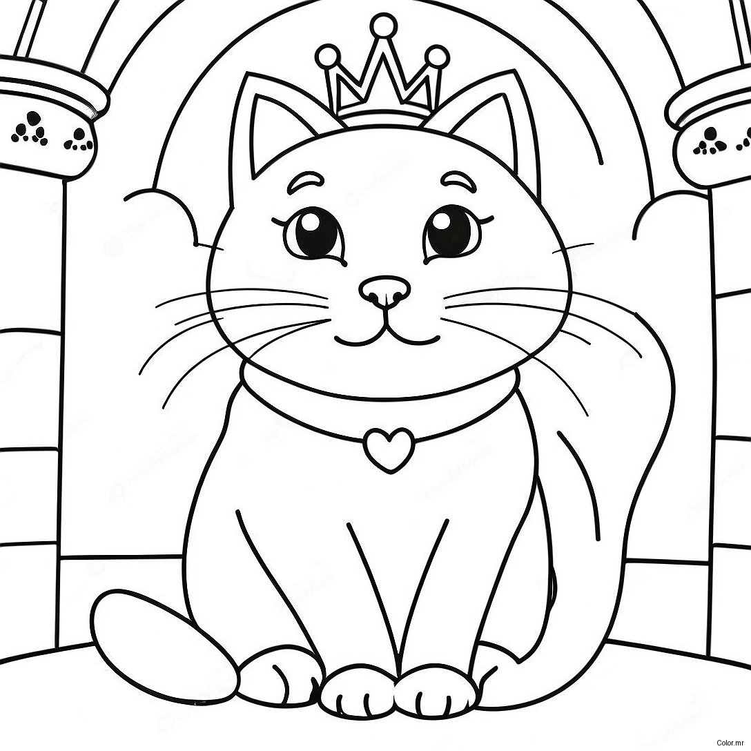 Magical Princess Cat In A Castle Coloring Page 41750 34634