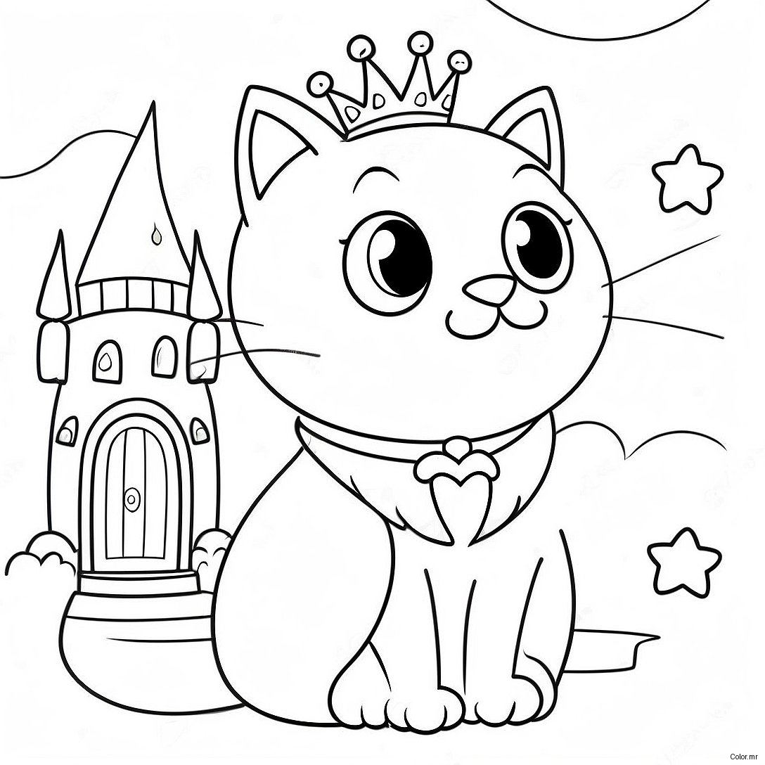 Magical Princess Cat In A Castle Coloring Page 41750 34635