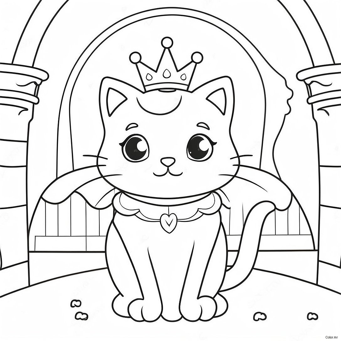Magical Princess Cat In A Castle Coloring Page 41750 34636