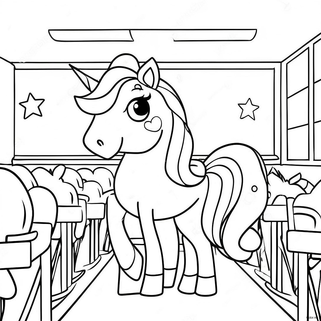 Magical Unicorn Academy Classroom Coloring Page 67483 55695
