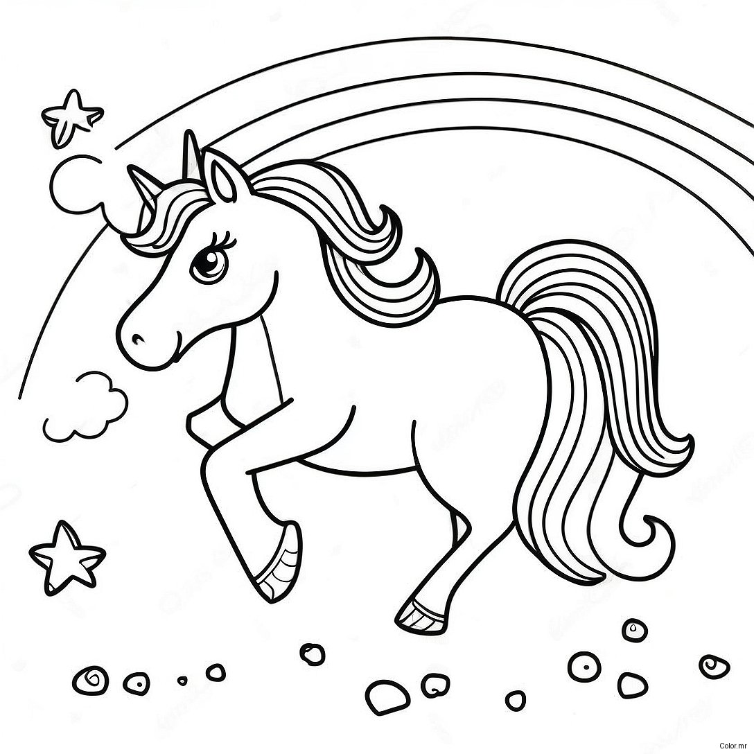 Magical Unicorn Girl In A Rainbow Coloring Page 13759 11401