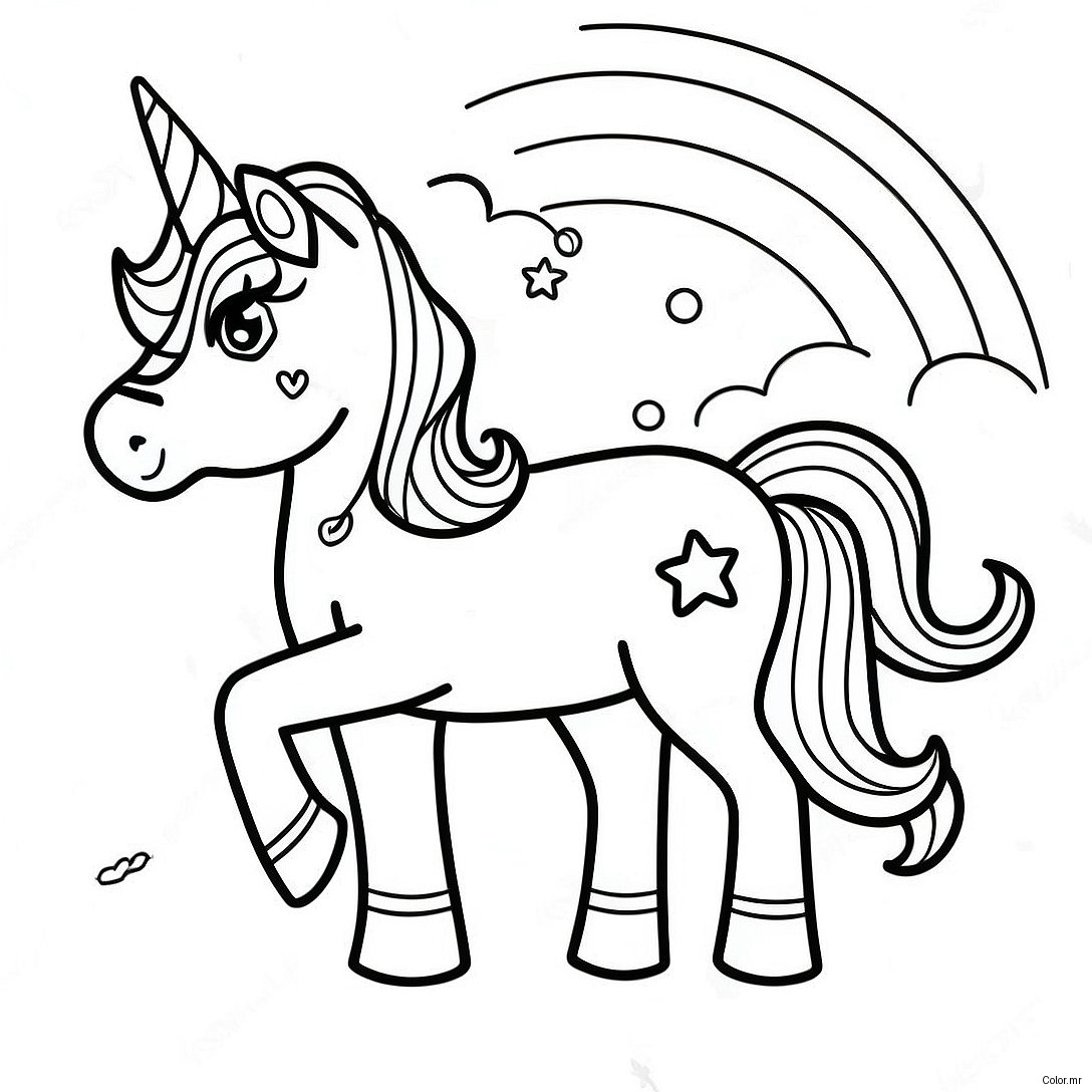 Magical Unicorn Girl In A Rainbow Coloring Page 13759 11403