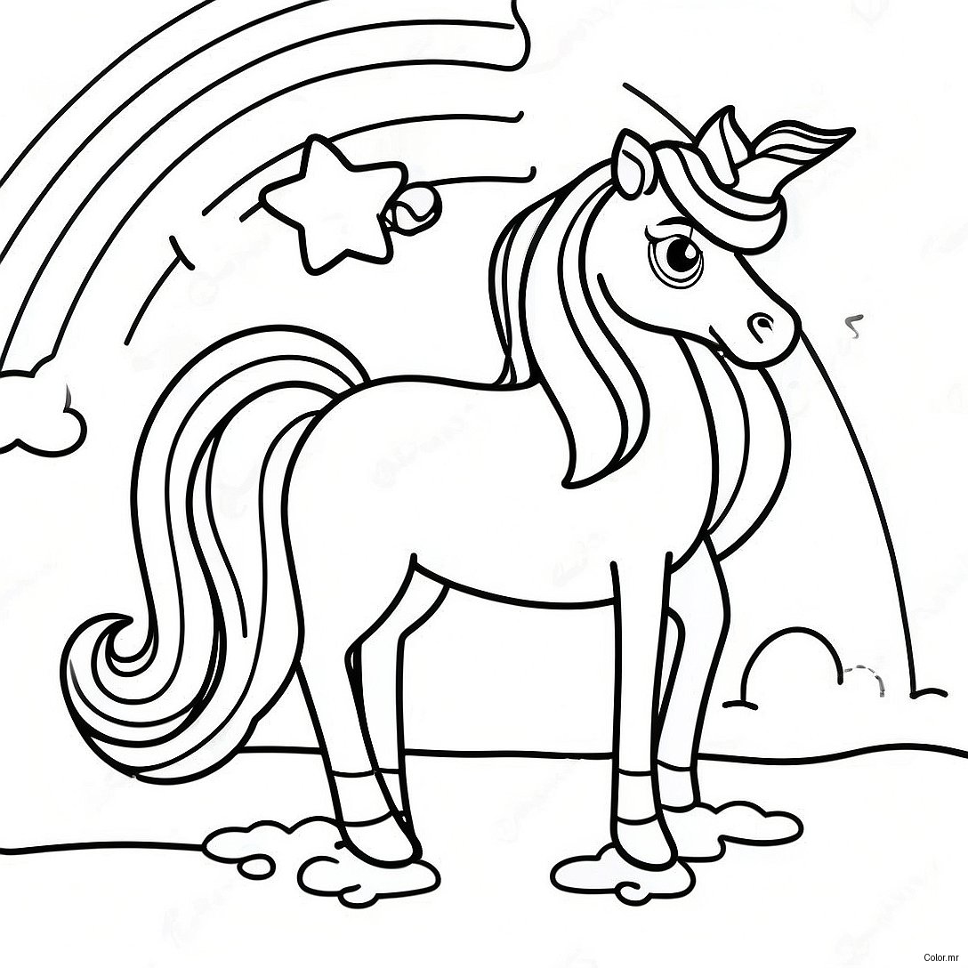 Magical Unicorn Girl In A Rainbow Coloring Page 13759 11404