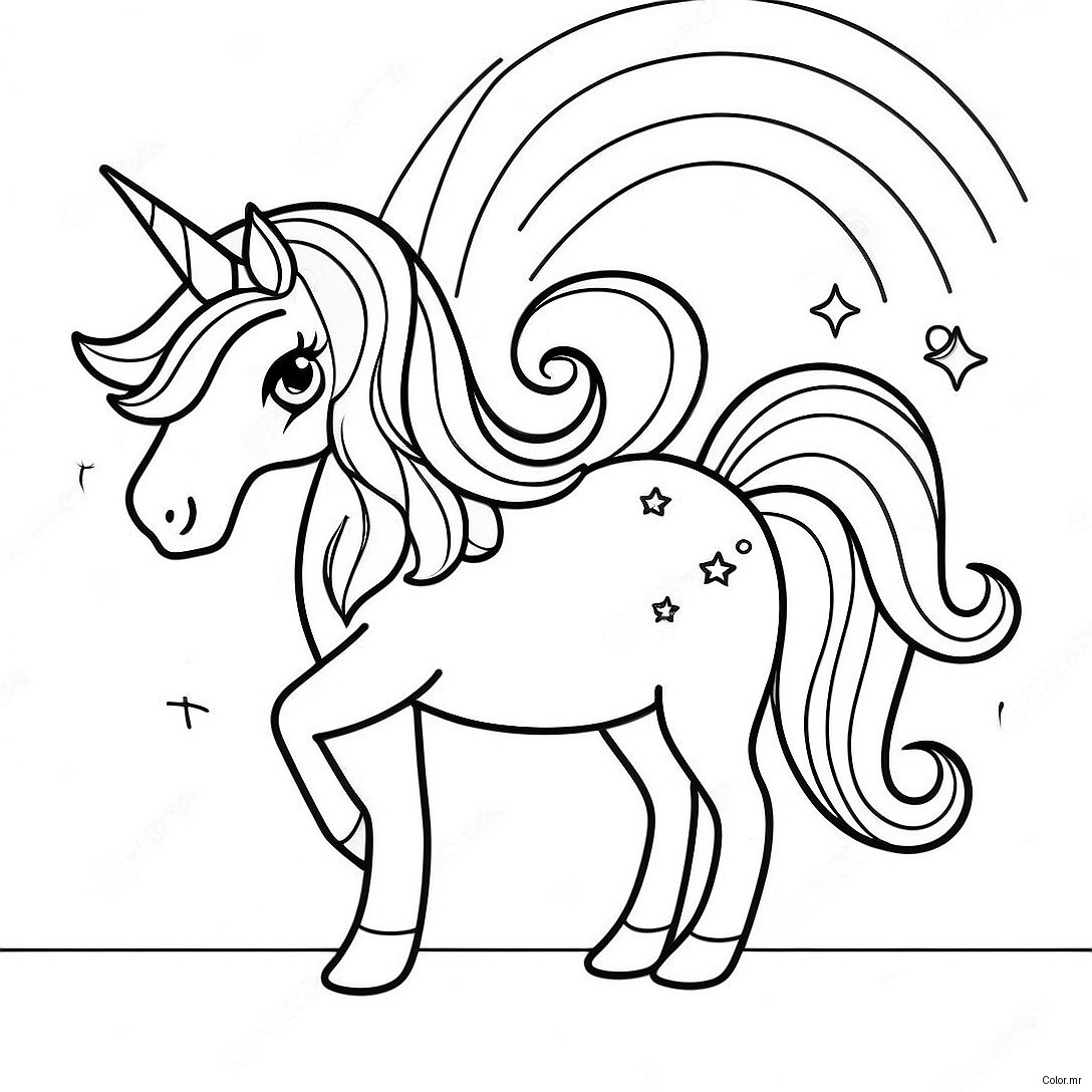 Magical Unicorn With Sparkling Rainbow Coloring Page 73836 60942