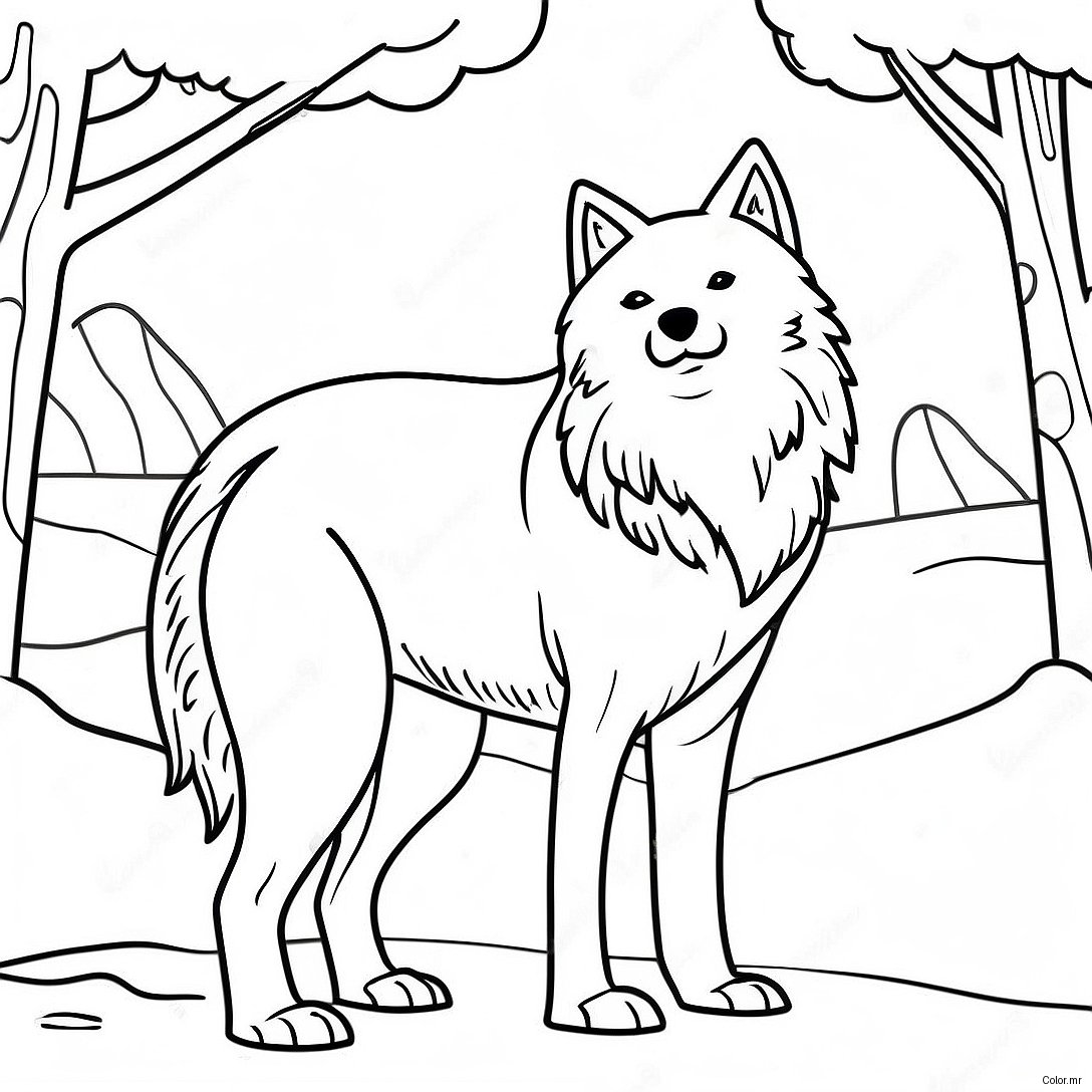 Majestic Arctic Wolf In Snowy Landscape Coloring Page 66401 54833