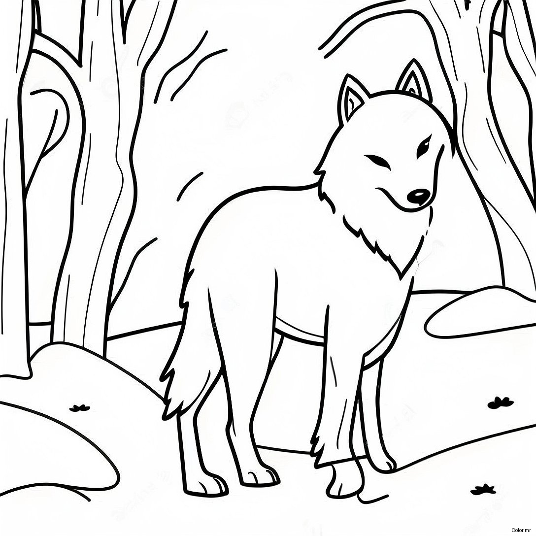 Majestic Arctic Wolf In Snowy Landscape Coloring Page 66401 54834