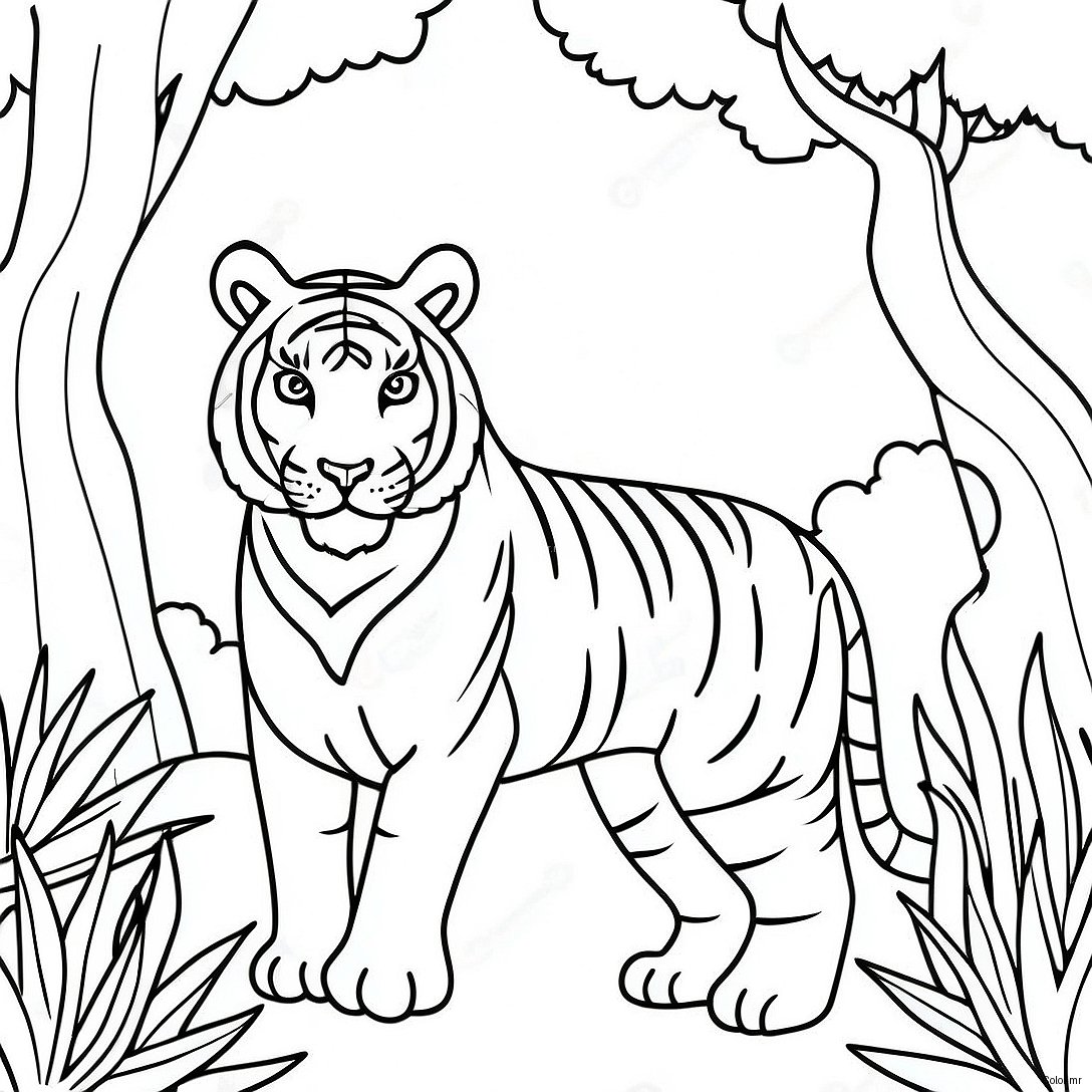 Majestic Bengal Tiger In Jungle Coloring Page 65791 54352