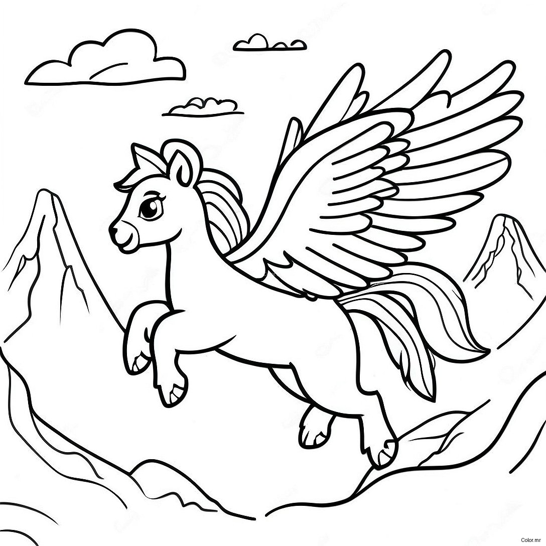 Majestic Hippogriff Flying Over Mountains Coloring Page 71424 59025