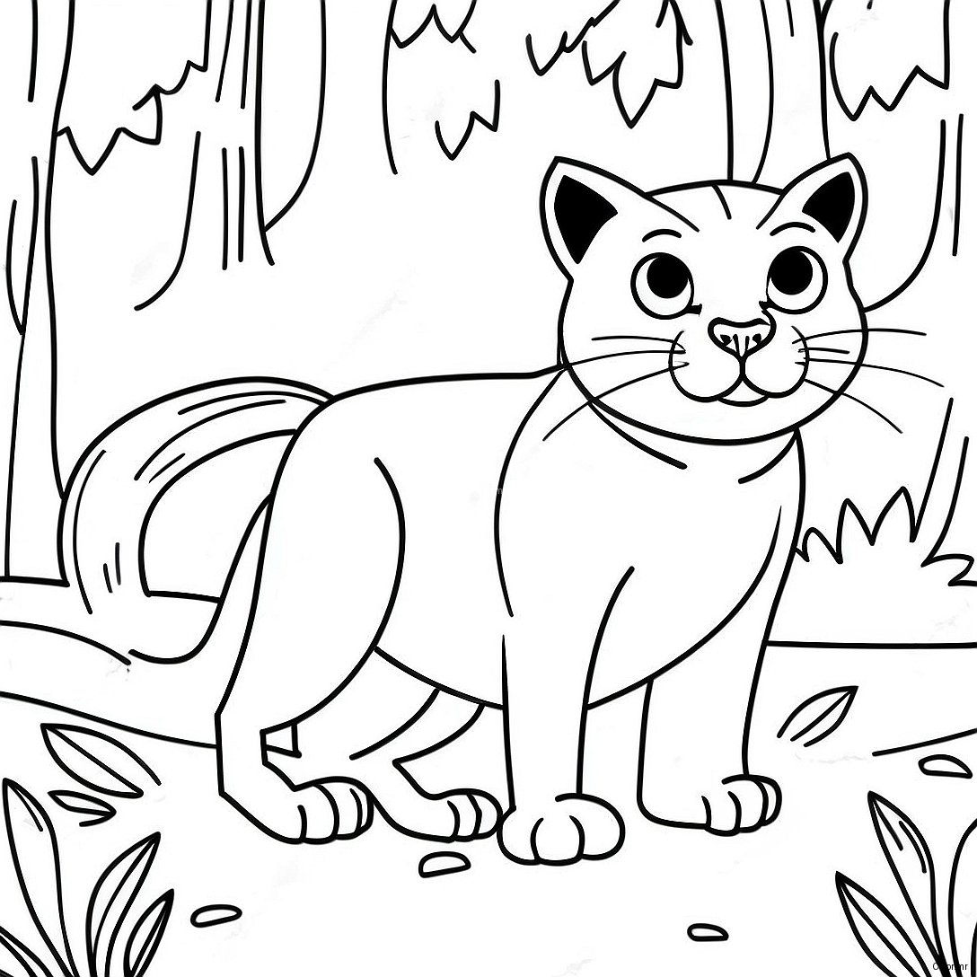 Majestic Wildcat In A Forest Coloring Page 38227 31796