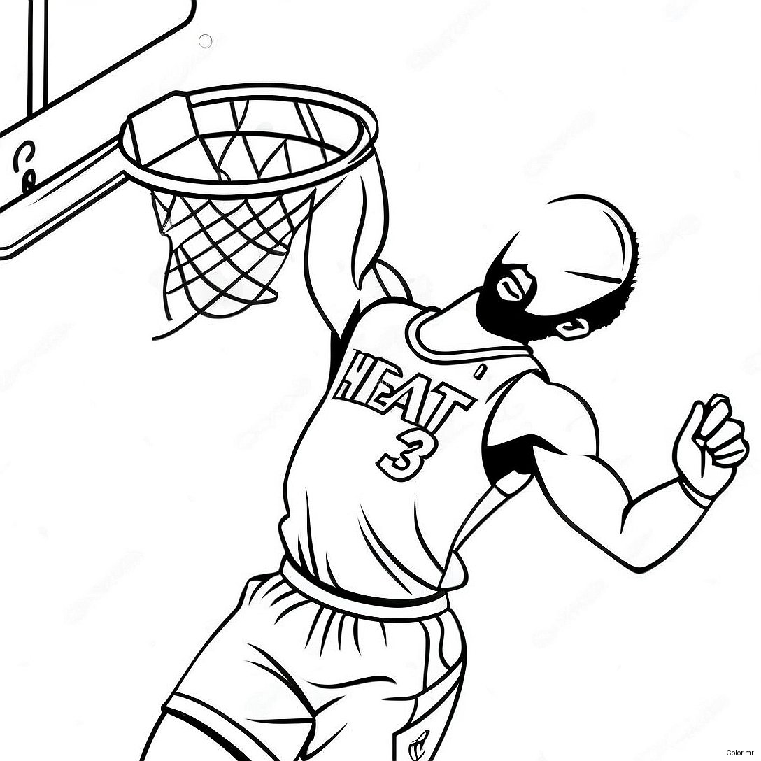 Miami Heat Basketball Player Dunking Coloring Page 27544 25077