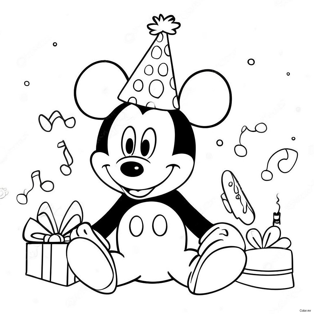 Mickey Mouse Birthday Celebration Coloring Page 47274 39332