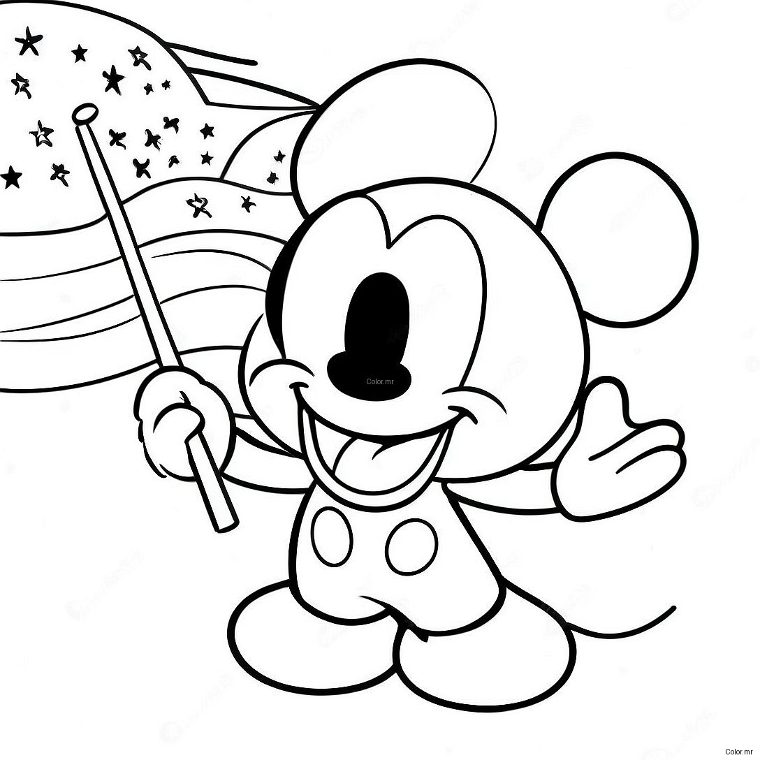Mickey Mouse Celebrating Independence Day Coloring Page 42191 34986