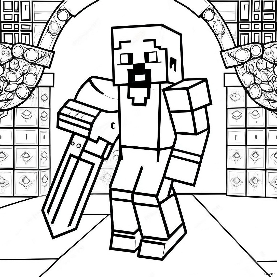 Minecraft Steve With Diamond Armor Coloring Page 24716 22666