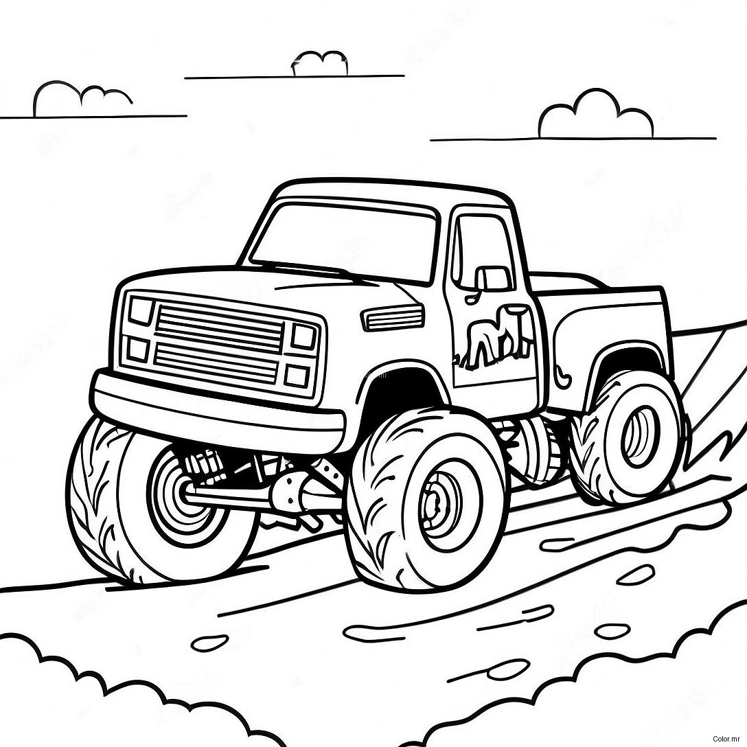 Monster Mud Truck Racing Coloring Page 42862 35693