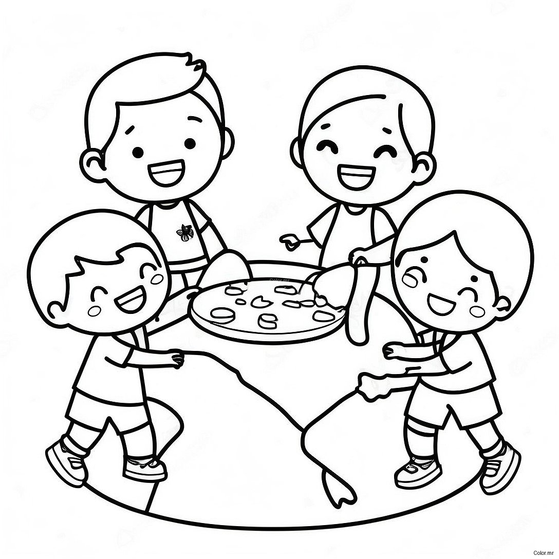 Multicultural Kids Playing Together Coloring Page 40267 33389