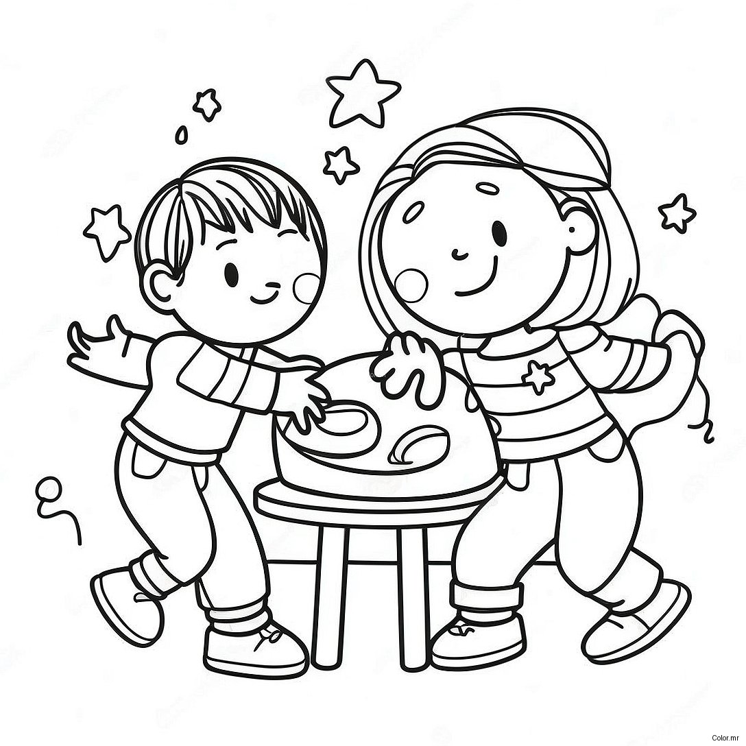 Multicultural Kids Playing Together Coloring Page 40267 33392