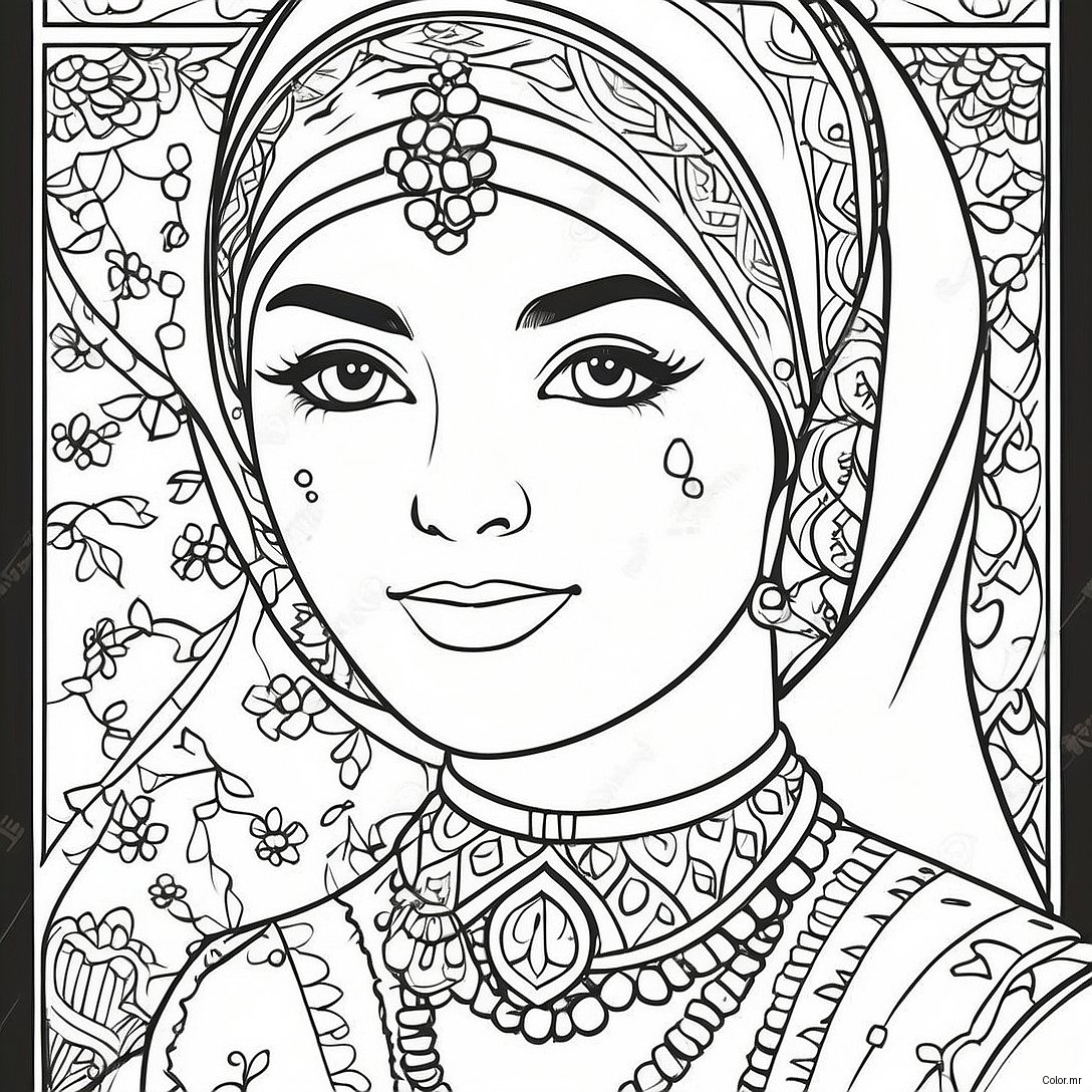 Muslim Girl In Traditional Dress Coloring Page 36033 30049