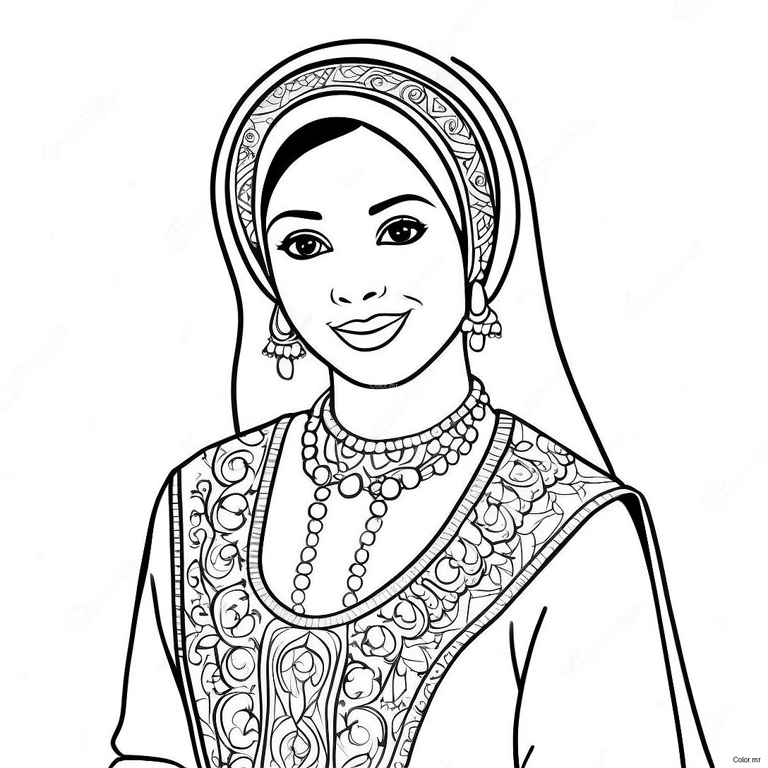 Muslim Girl In Traditional Dress Coloring Page 36033 30050