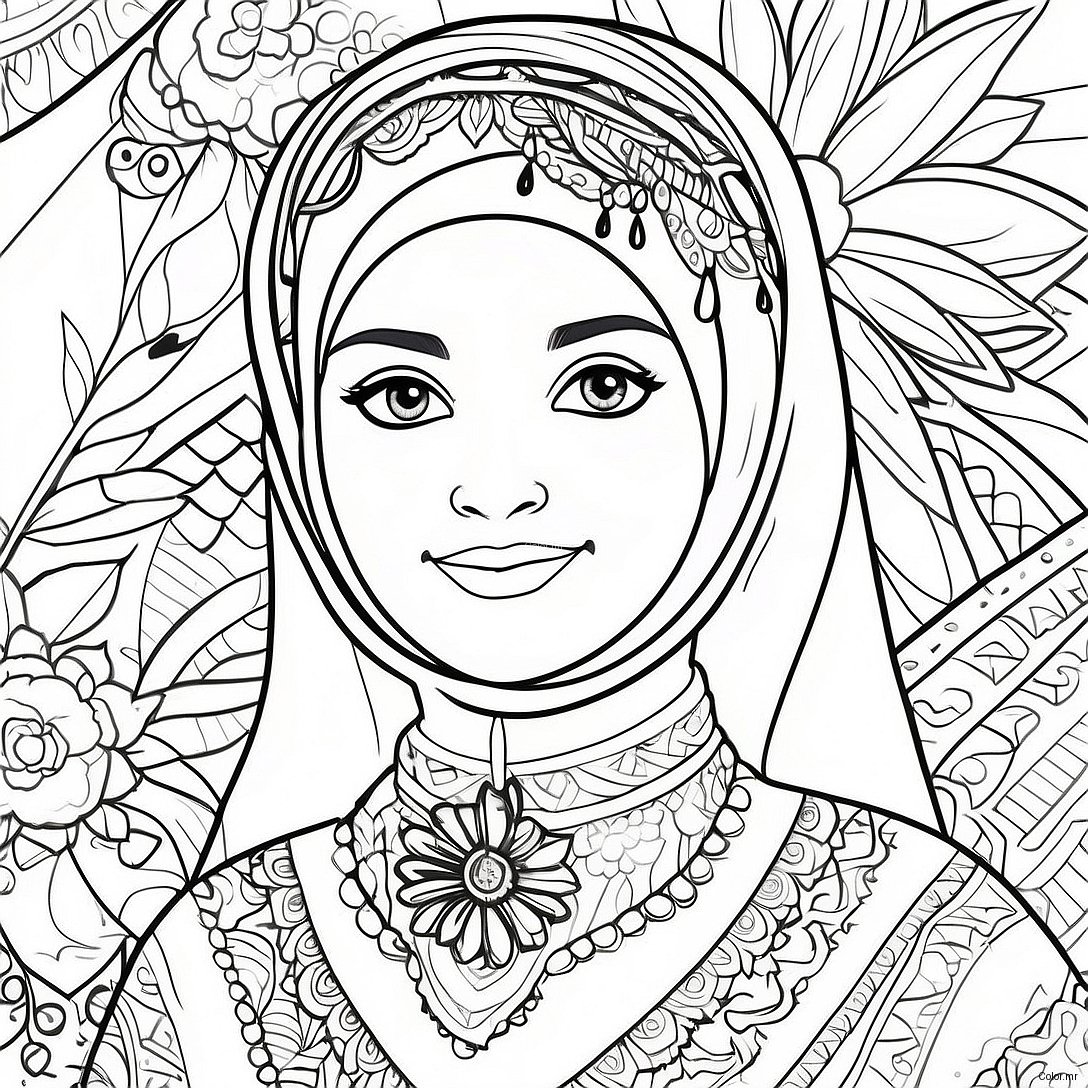 Muslim Girl In Traditional Dress Coloring Page 36033 30051