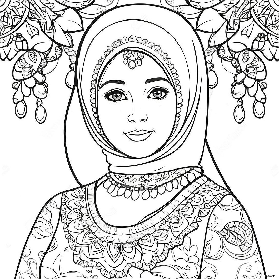 Muslim Girl In Traditional Dress Coloring Page 36033 30052