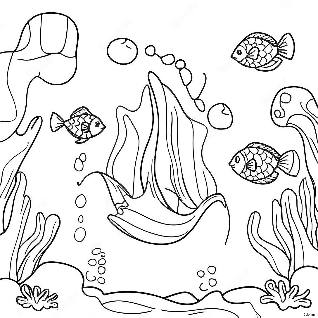 Mystical Atlantis Underwater Scene Coloring Page 72685 60019