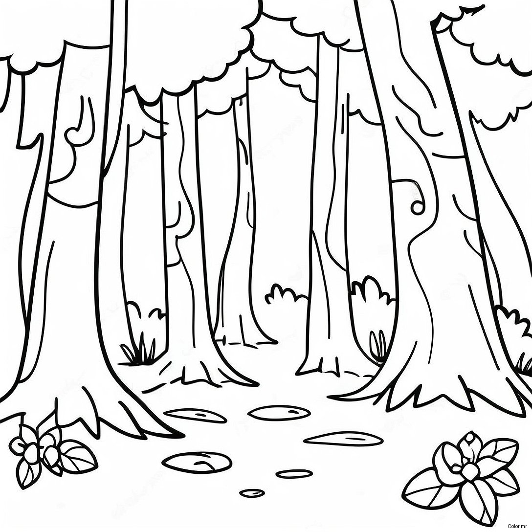 Nature Realistic Forest Scene Coloring Page 8114 6585