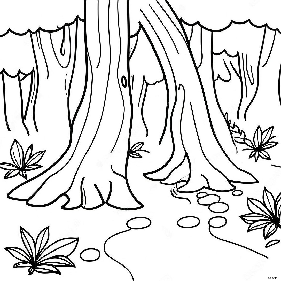 Nature Realistic Forest Scene Coloring Page 8114 6586