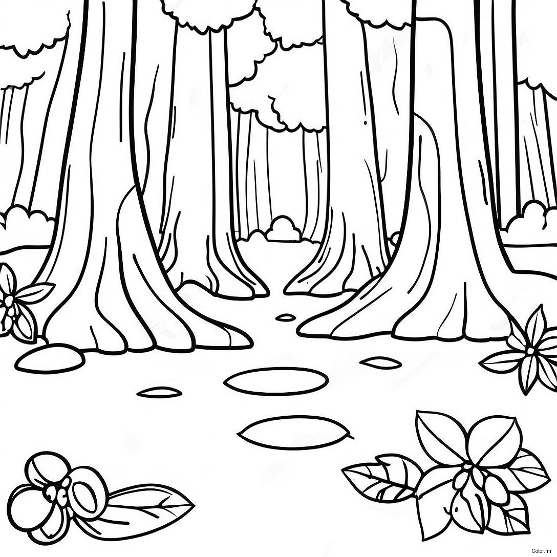 Nature Realistic Forest Scene Coloring Page 8114 6587