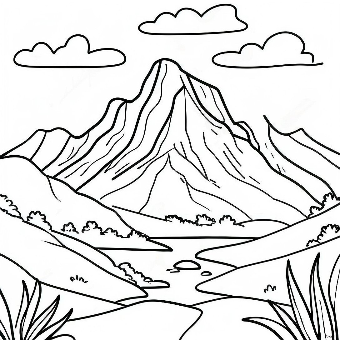 Nature Realistic Mountain Landscape Coloring Page 8115 6589