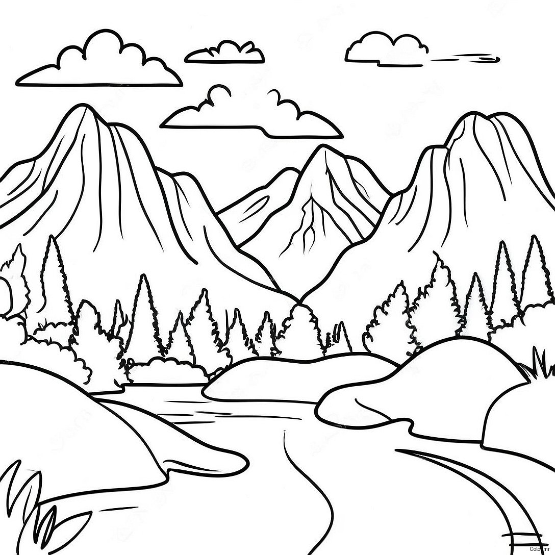 Nature Realistic Mountain Landscape Coloring Page 8115 6591